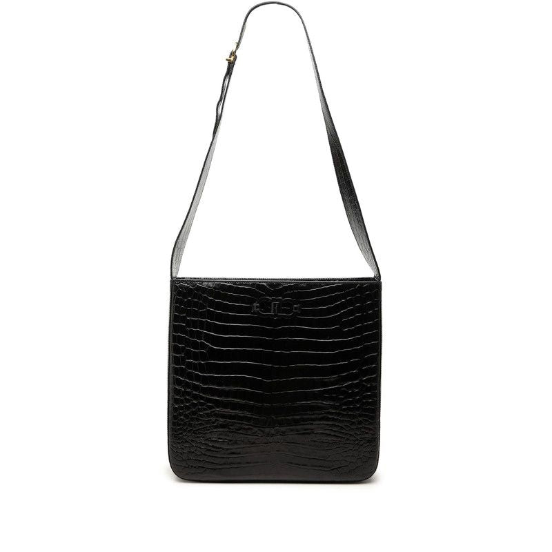 Salvatore Ferragamo Double Gancini Embossed Leather Shoulder Bag