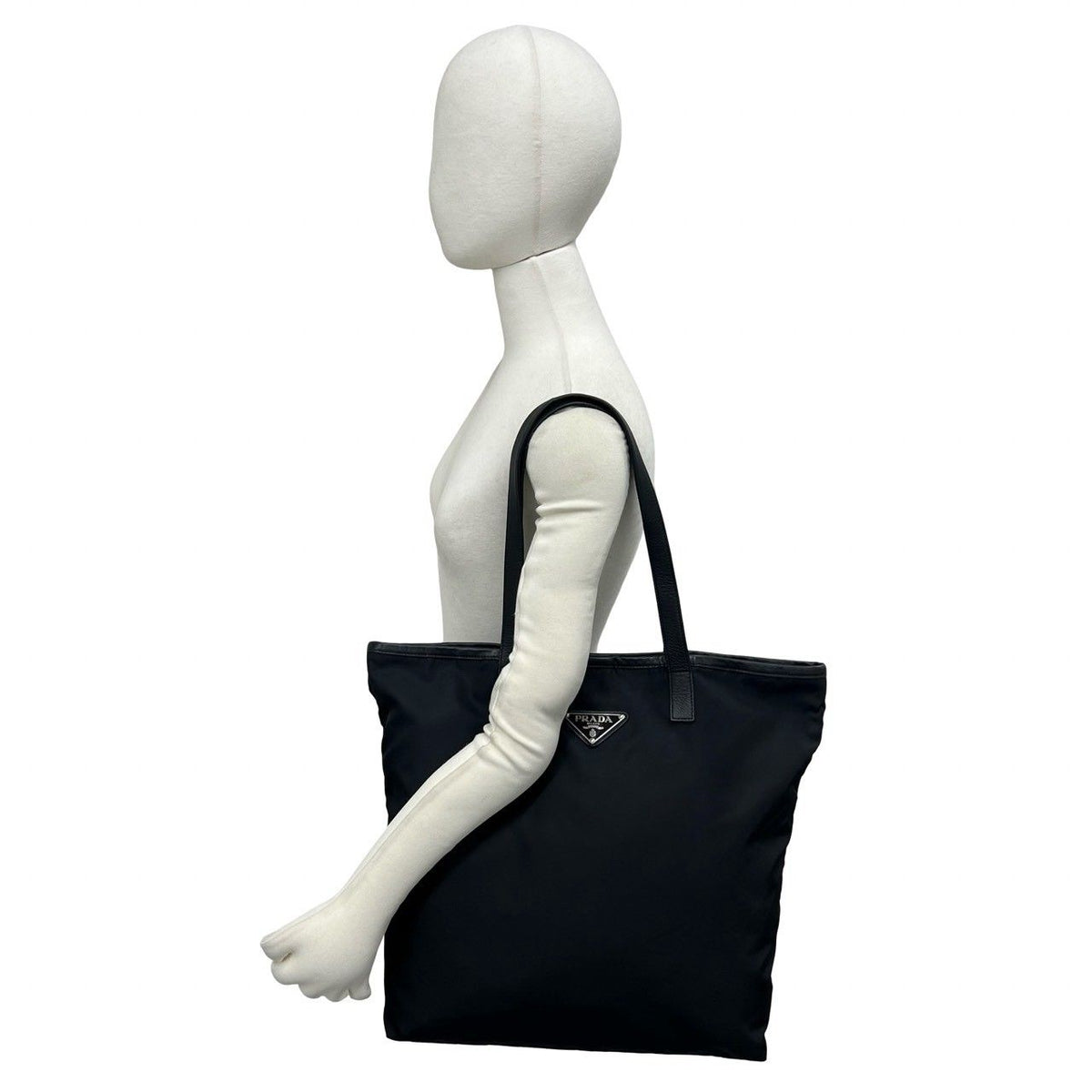 Prada Tessuto Pocono Nylon Leather Tote Bag