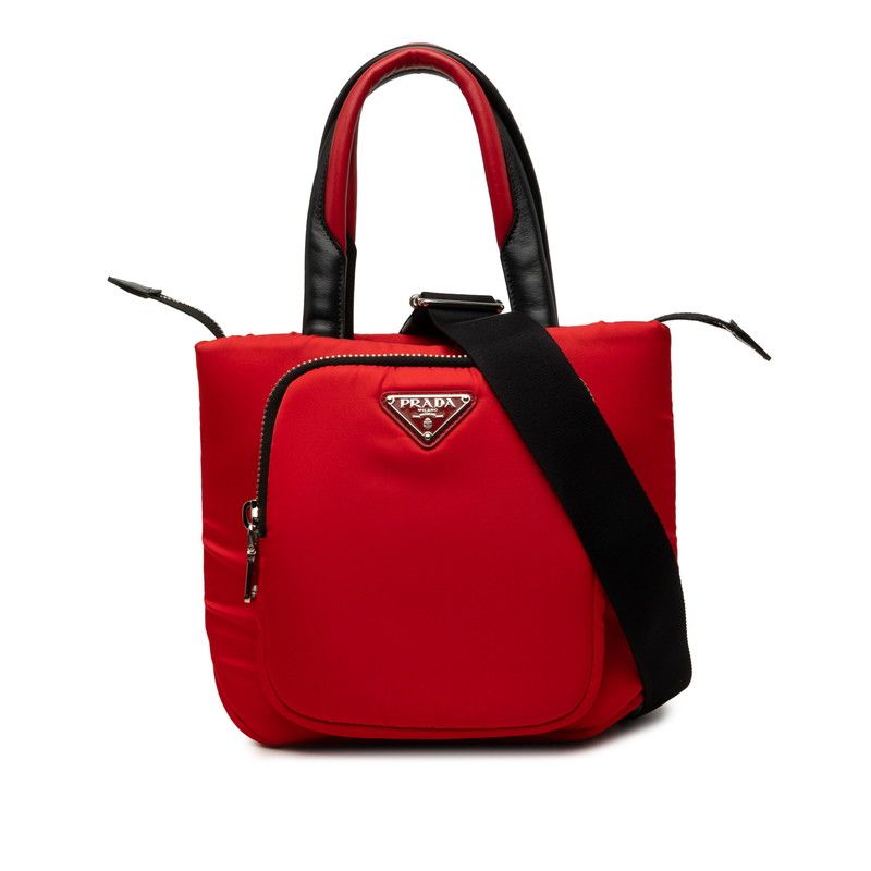 Prada Tessuto Pocket Nylon Leather 2way Bag