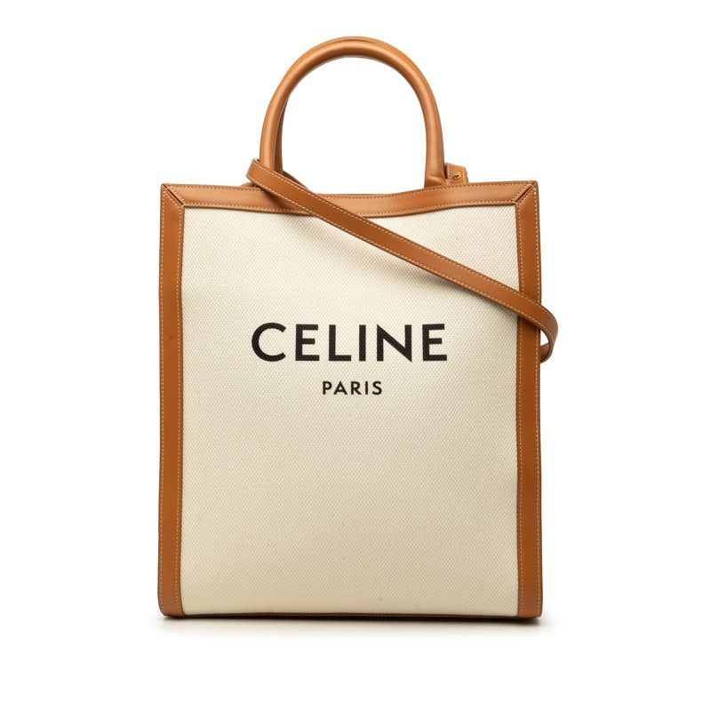 CELINE Vertical Cabas Small Cotton Leather 2way Bag