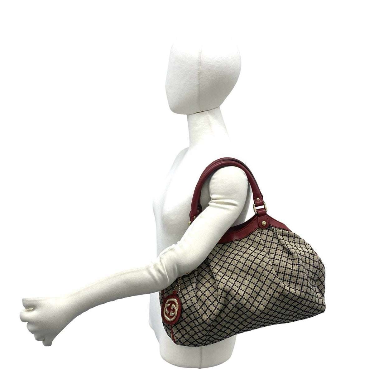 Gucci Sukey Diamante Canvas Leather Tote Bag