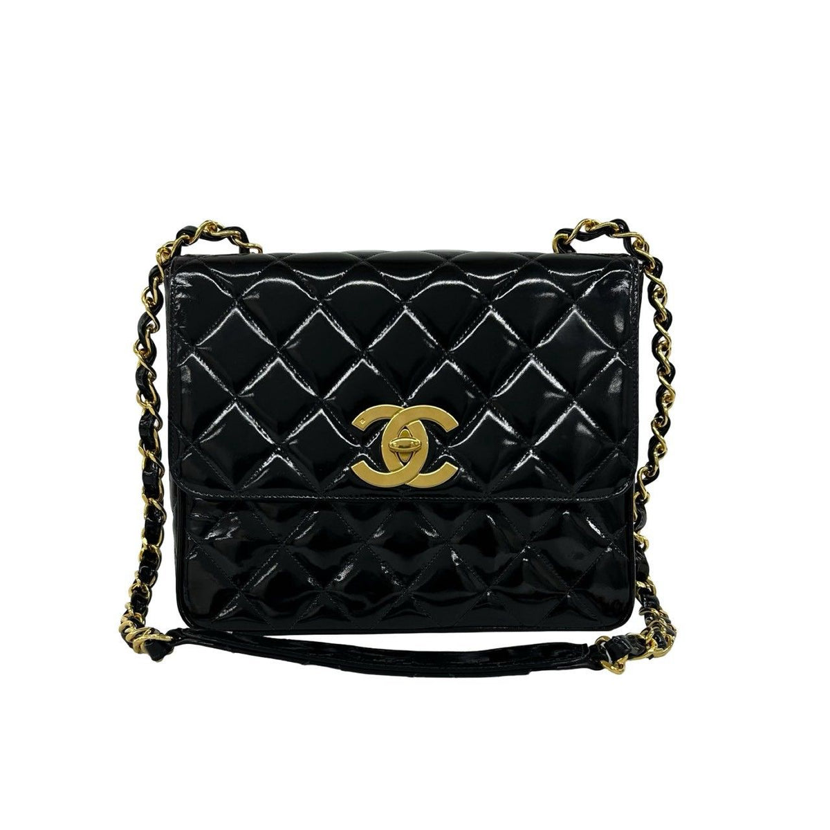Chanel Matelasse Coco Mark Patent Leather Shoulder Bag