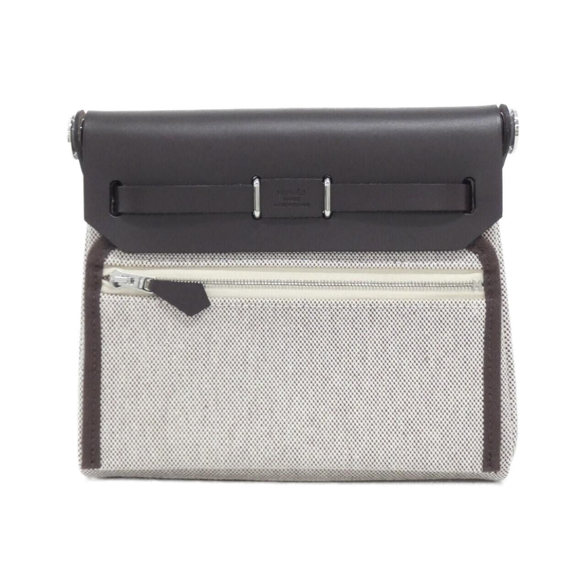 Hermes Herbag Zip Canvas Calfskin Shoulder Bag