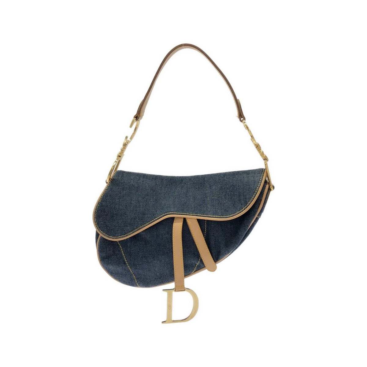 Christian Dior Saddle Denim Leather Shoulder Bag