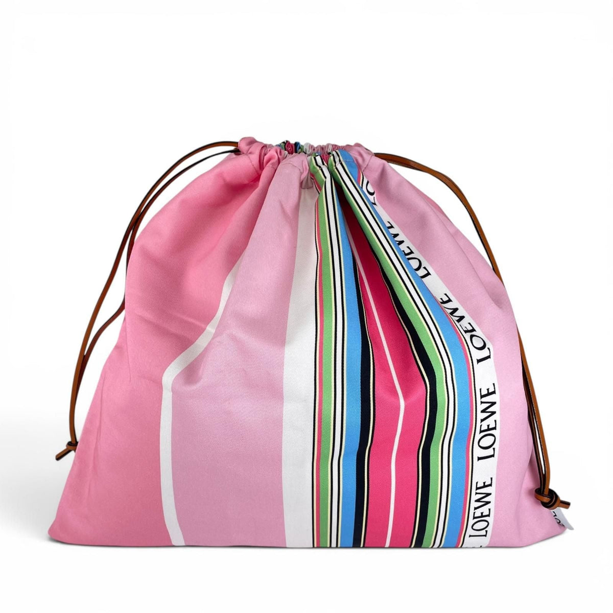 Loewe Pouch Drawstring Logo Patch Stripe Pattern Drawstring Bag