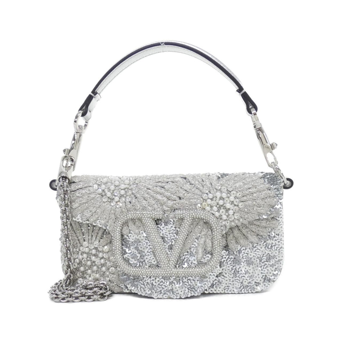 Valentino Garavani Sequin Leather Pearl Shoulder Bag