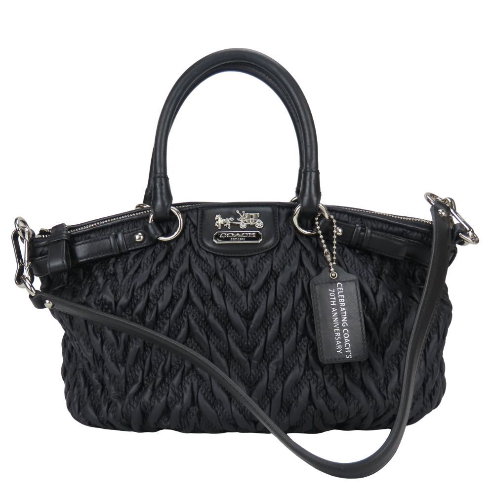 COACH Gathered Nylon Leather Handbag