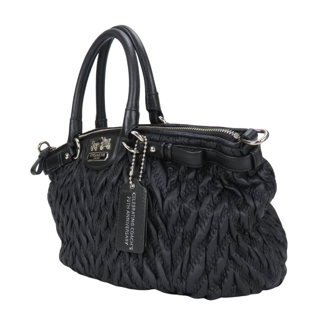 COACH Gathered Nylon Leather Handbag