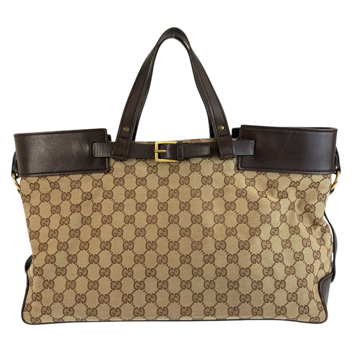 Gucci GG Canvas Leather Tote Bag