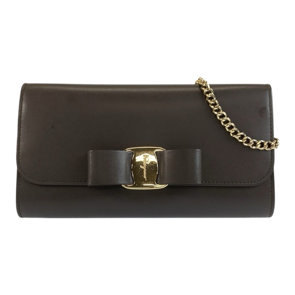 Salvatore Ferragamo Vara Ribbon Leather Chain Wallet