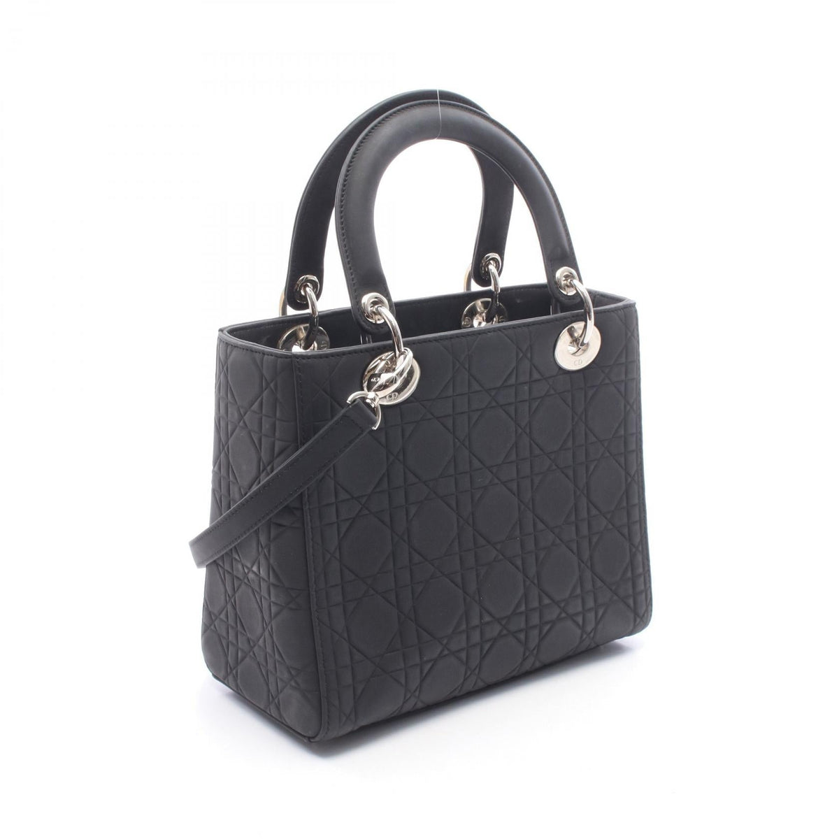 Preloved Dior LADY DIOR Christian Dior Cannage 2WAY Handbag Black leather 2101220080150