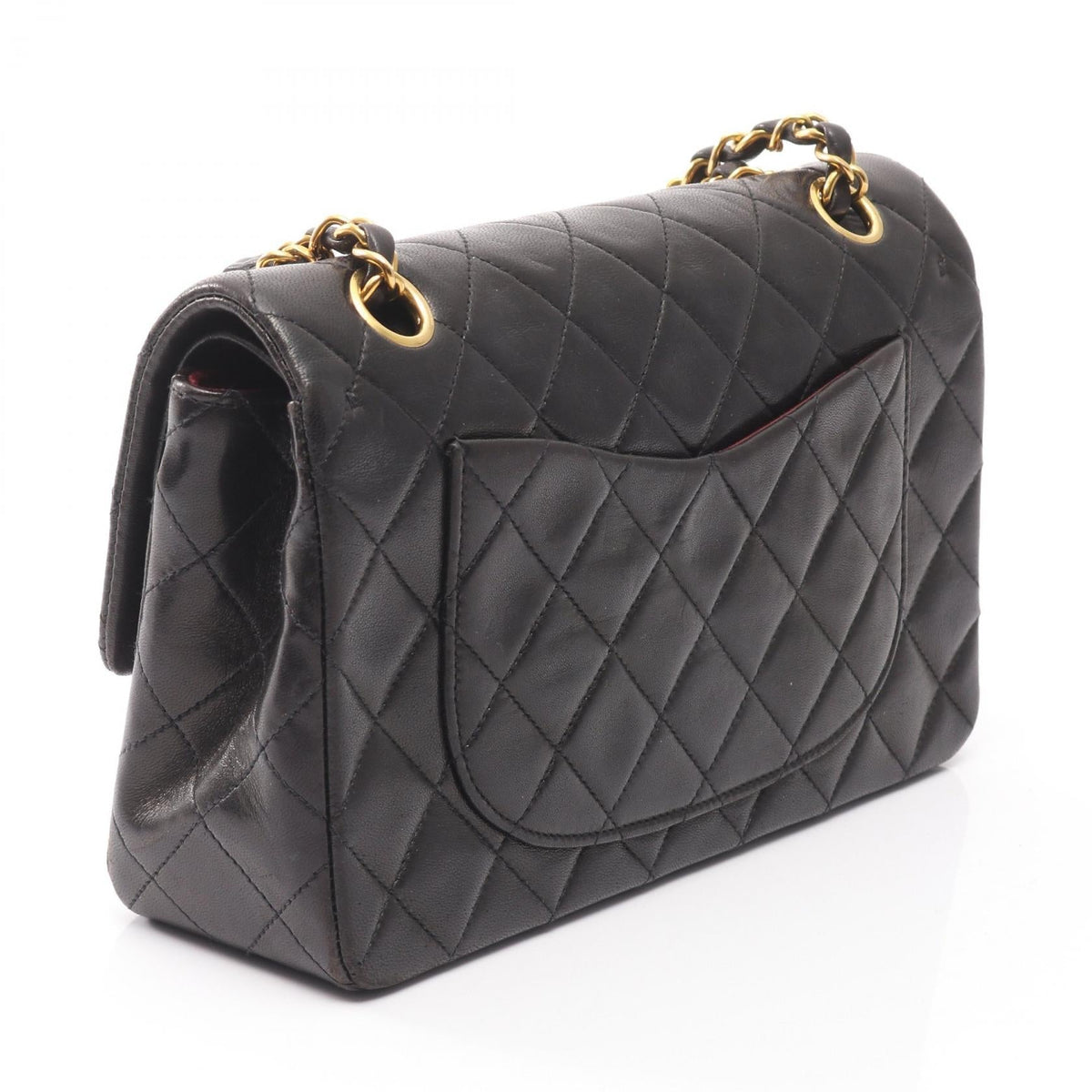 Preloved CHANEL Black Matelasse W flap Lambskin (sheep leather) 2101219427089