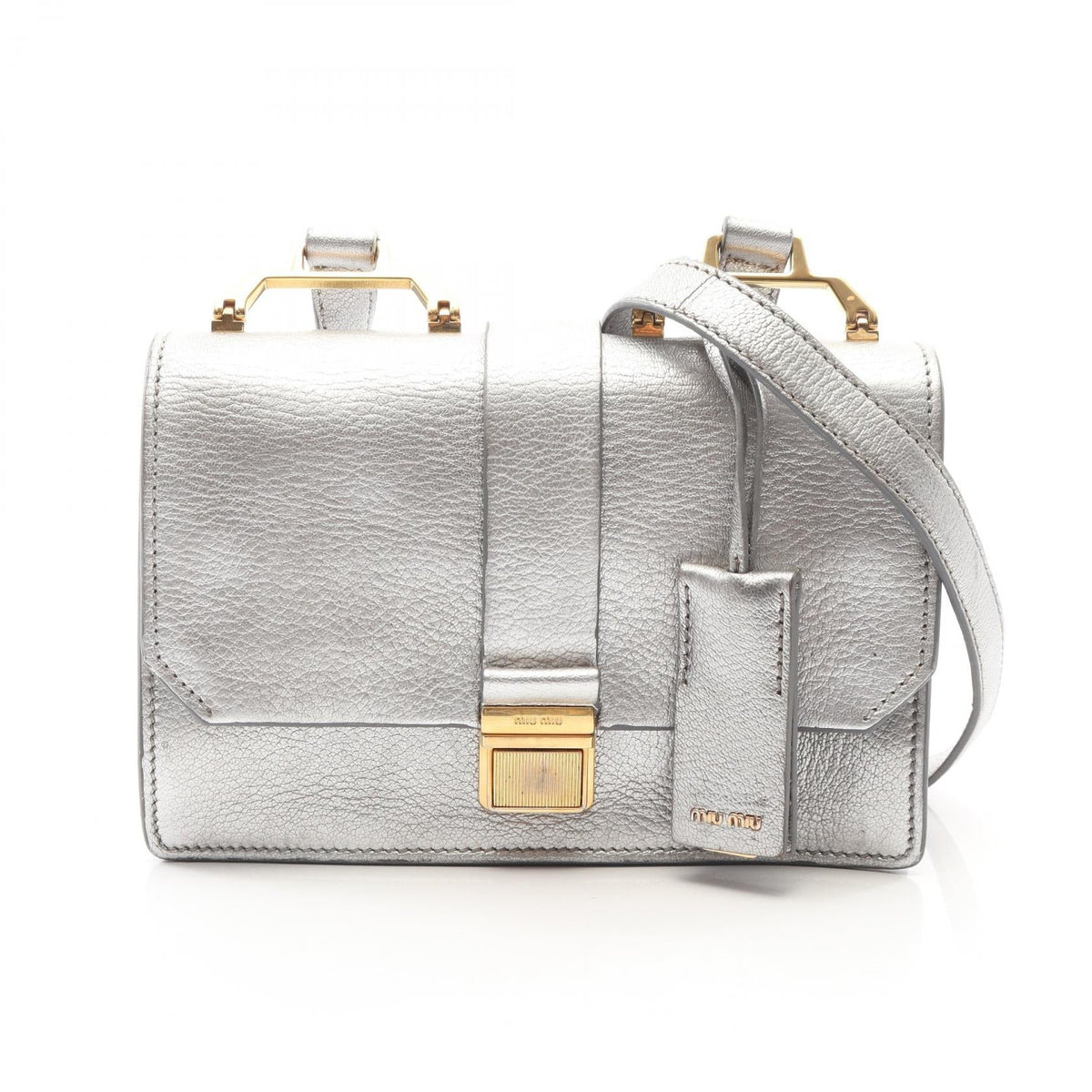 Preloved Miu Miu MADRAS Madras Shoulder Bag Silver/Gold leather 2101219670904