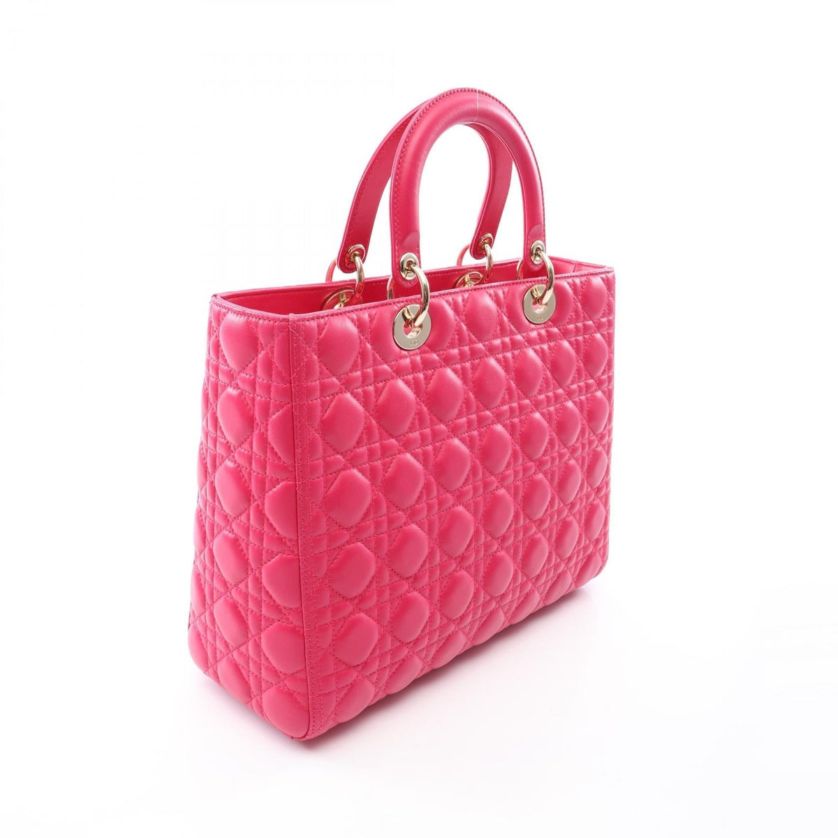Preloved Dior Lady Christian Dior Large Cannage 2WAY Handbag Pink leather 2101219806648
