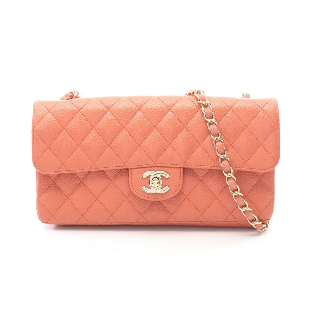 Preloved CHANEL Orange Matelasse East West Grained Calfskin leather 2101220059675