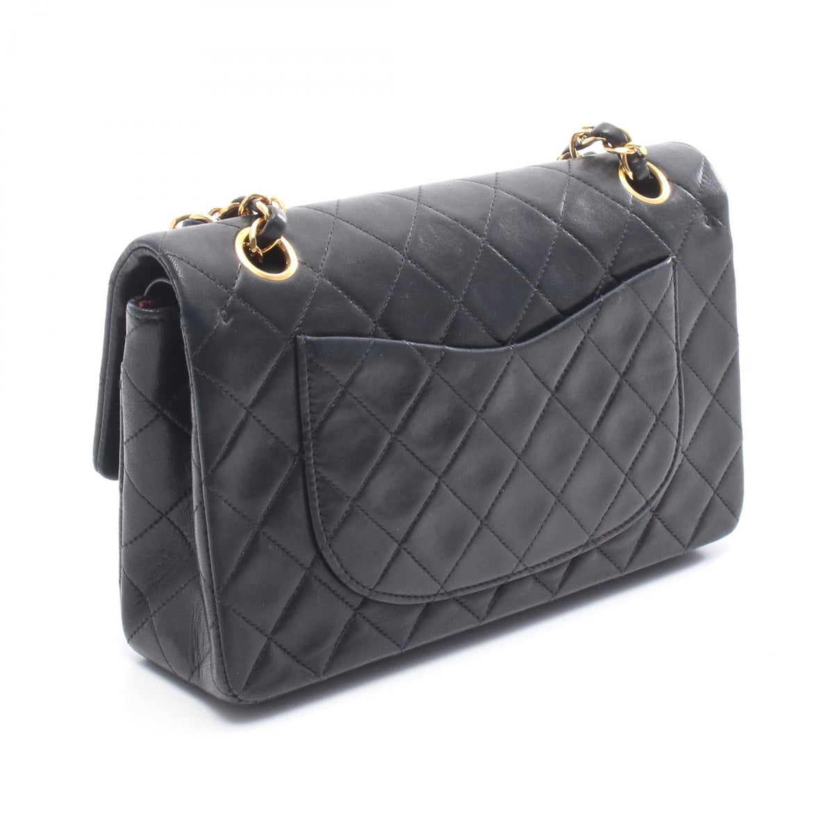 Preloved CHANEL Black Matelasse W flap Lambskin (sheep leather) 2101219478067