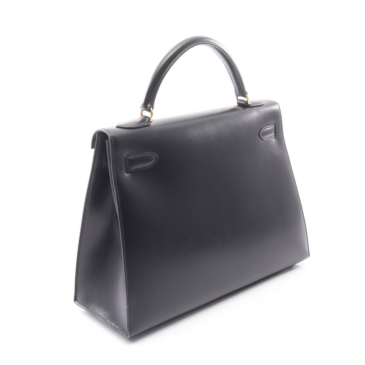 Preloved HERMES Kelly 32 outer stitch 2WAY Handbag Black Box calf leather Calfskin (cowhide) 2121400014638