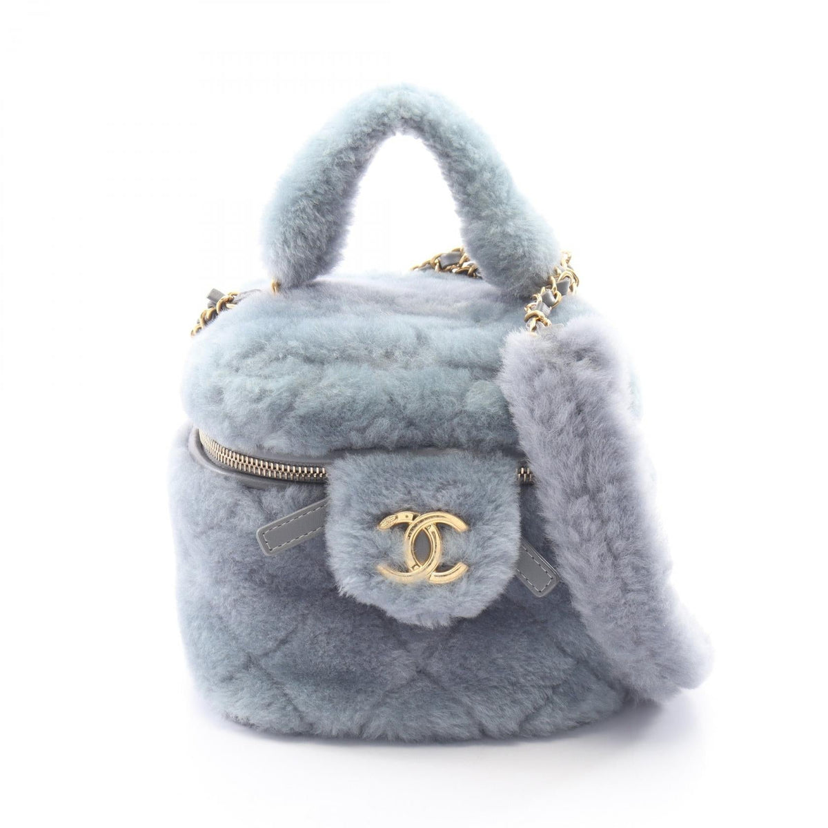 Preloved CHANEL Gray Matelasse Vanity 2WAY Mouton×leather AS3357 2120100039453