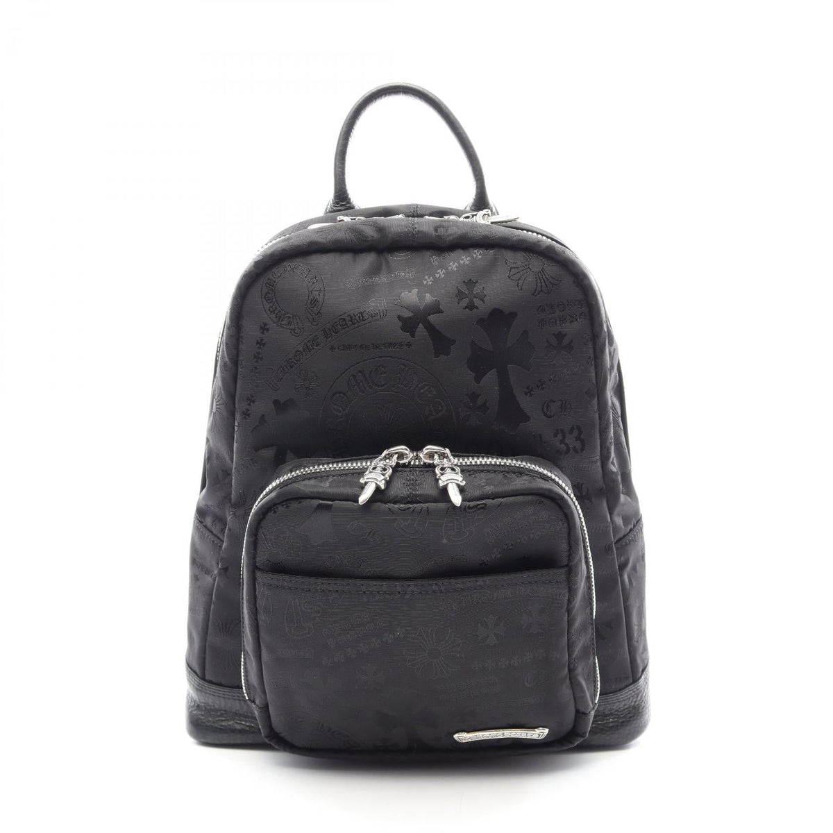 Preloved CHROME HEARTS 7TH GRADE MINI Rucksack Backpack Black Nylon×leather 2101220301064