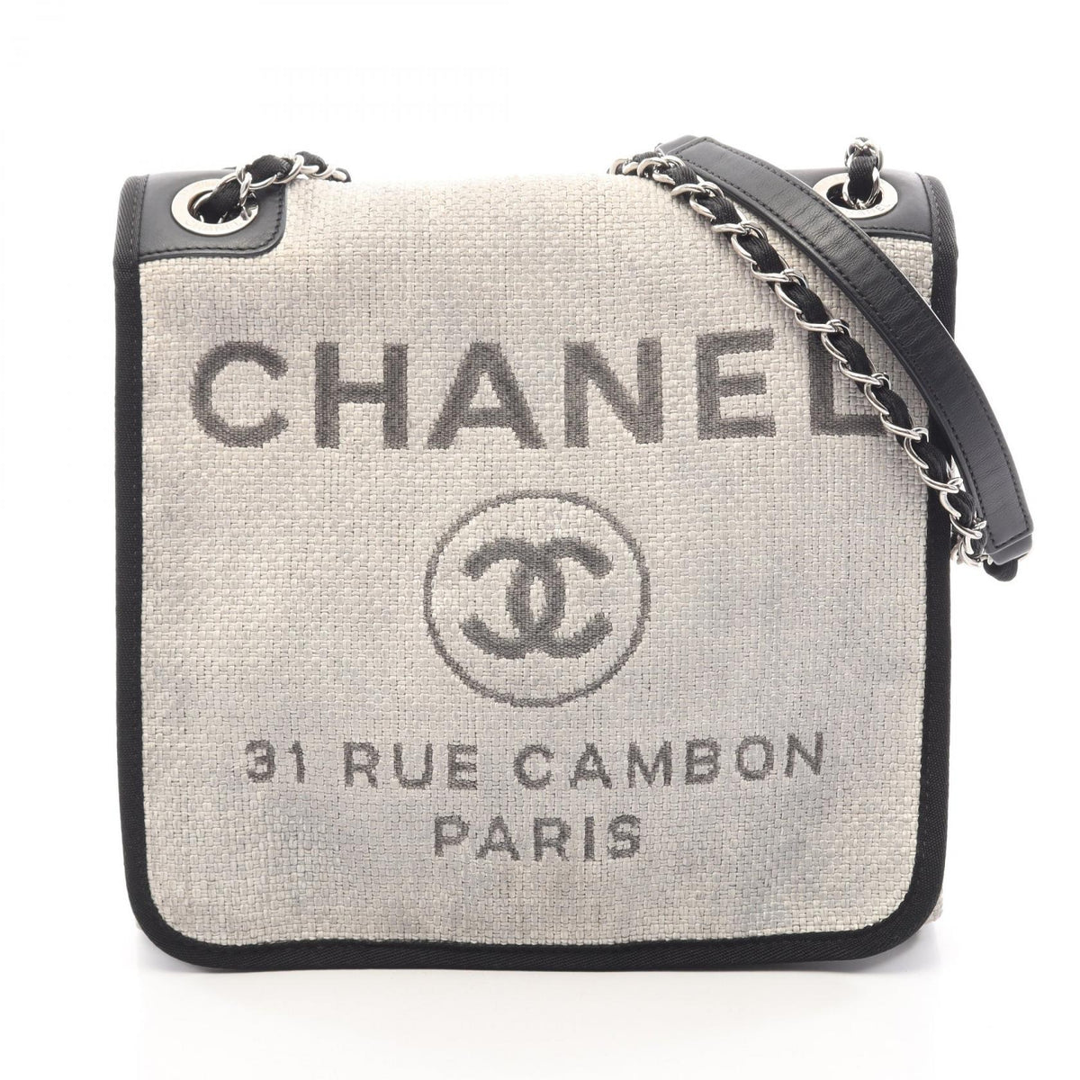Preloved CHANEL Gray/Black Deauville canvas×leather 2101220291969