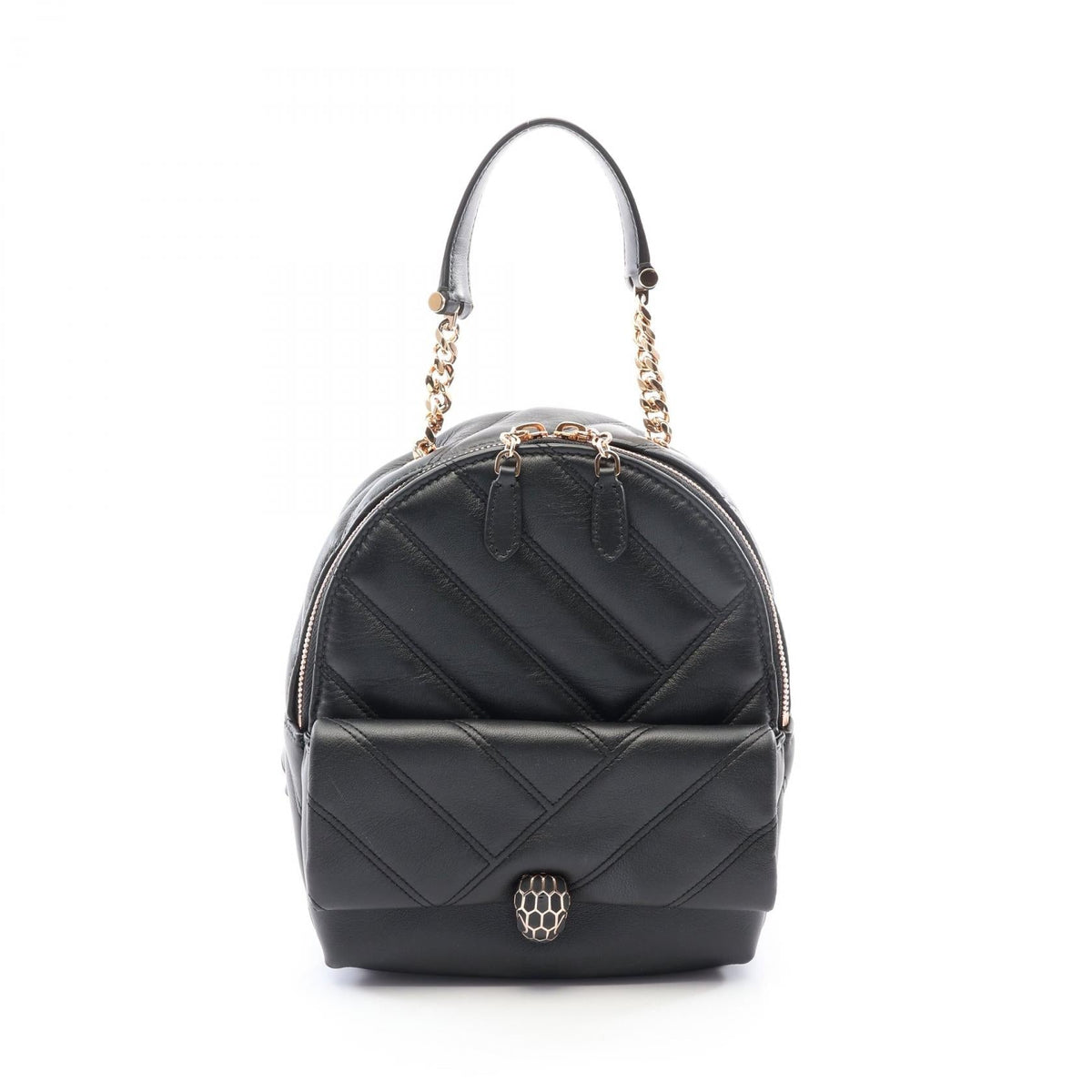 Preloved BVLGARI Serpenti Cabochon Rucksack Backpack Black leather 2101220299583