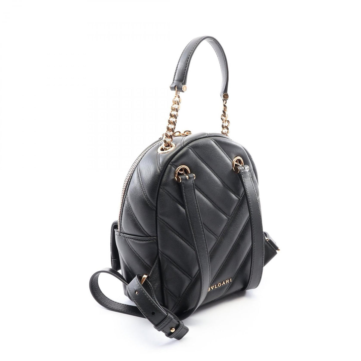 Preloved BVLGARI Serpenti Cabochon Rucksack Backpack Black leather 2101220299583
