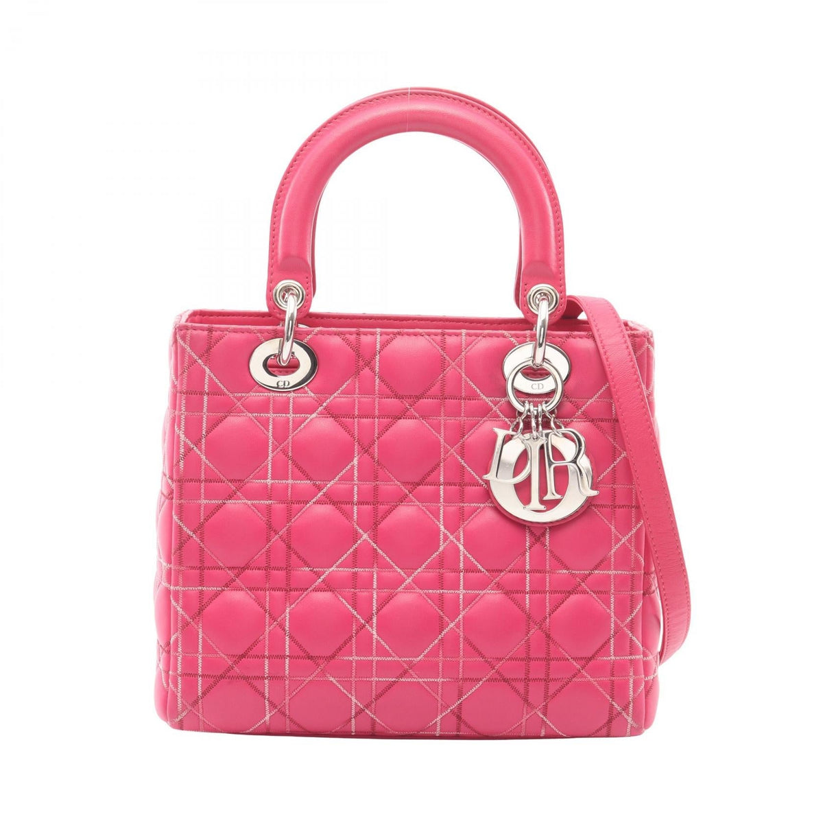Preloved Dior LADY DIOR Christian Dior Cannage 2WAY Handbag Pink leather 2101219861982