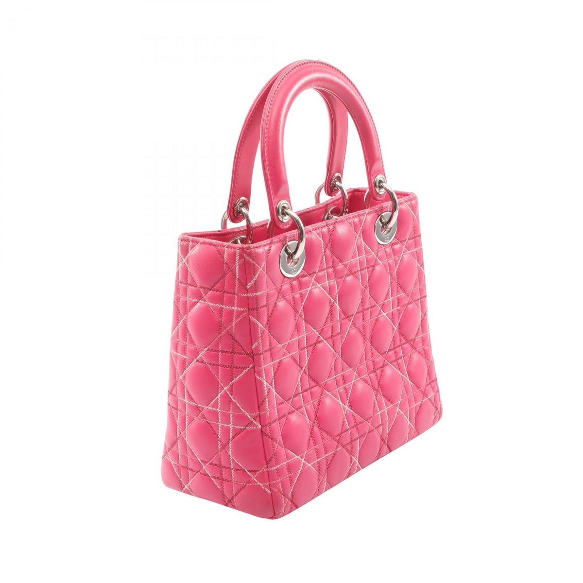 Preloved Dior LADY DIOR Christian Dior Cannage 2WAY Handbag Pink leather 2101219861982