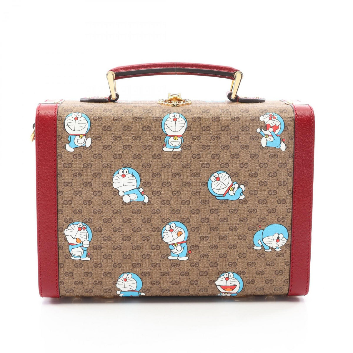 Preloved GUCCI GUCCI × Doraemon Beauty Case Handbag Beige/Bordeaux PVC coated canvas×leather 633587 2118400247661