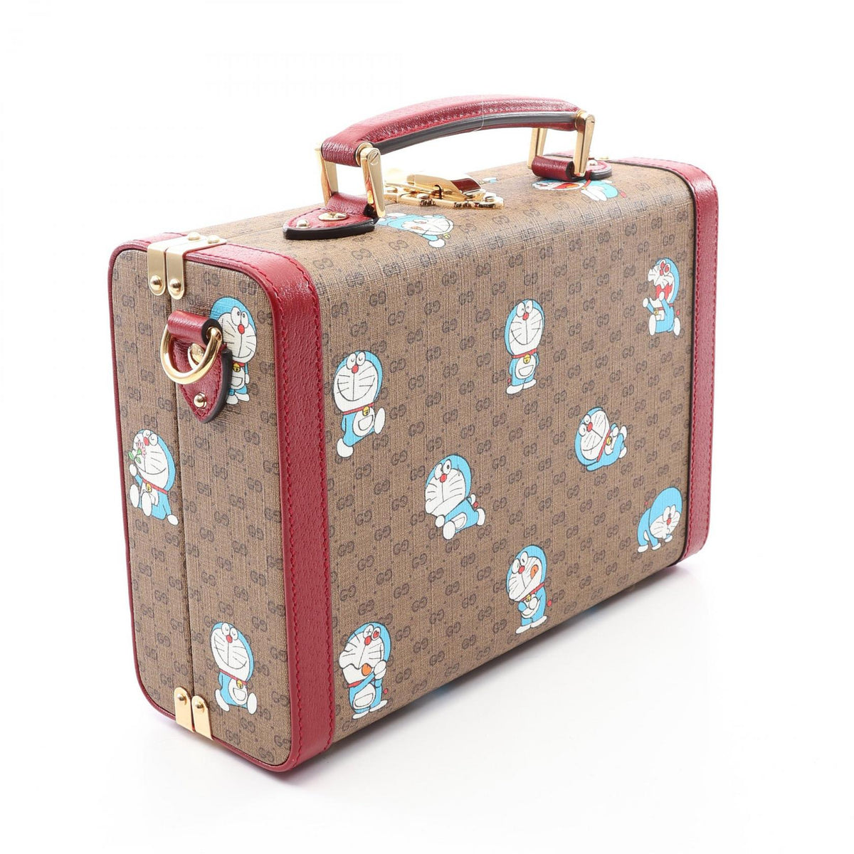 Preloved GUCCI GUCCI × Doraemon Beauty Case Handbag Beige/Bordeaux PVC coated canvas×leather 633587 2118400247661