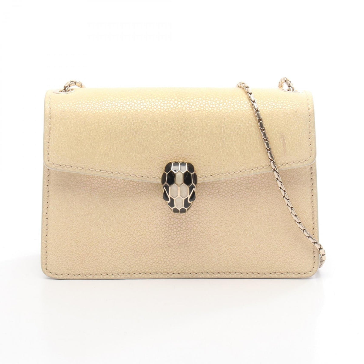 Preloved BVLGARI Serpenti Forever Shoulder Bag Beige/White leather×Garousa 2101219357997