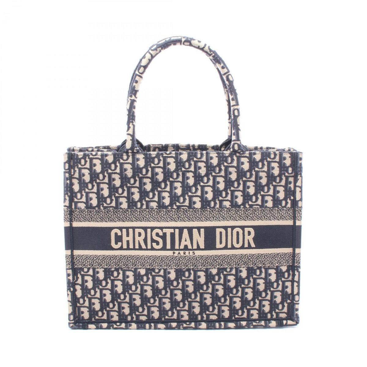 Preloved Christian Dior BOOK TOTE Medium Tote Bag Navy/Beige canvas 2106800650822