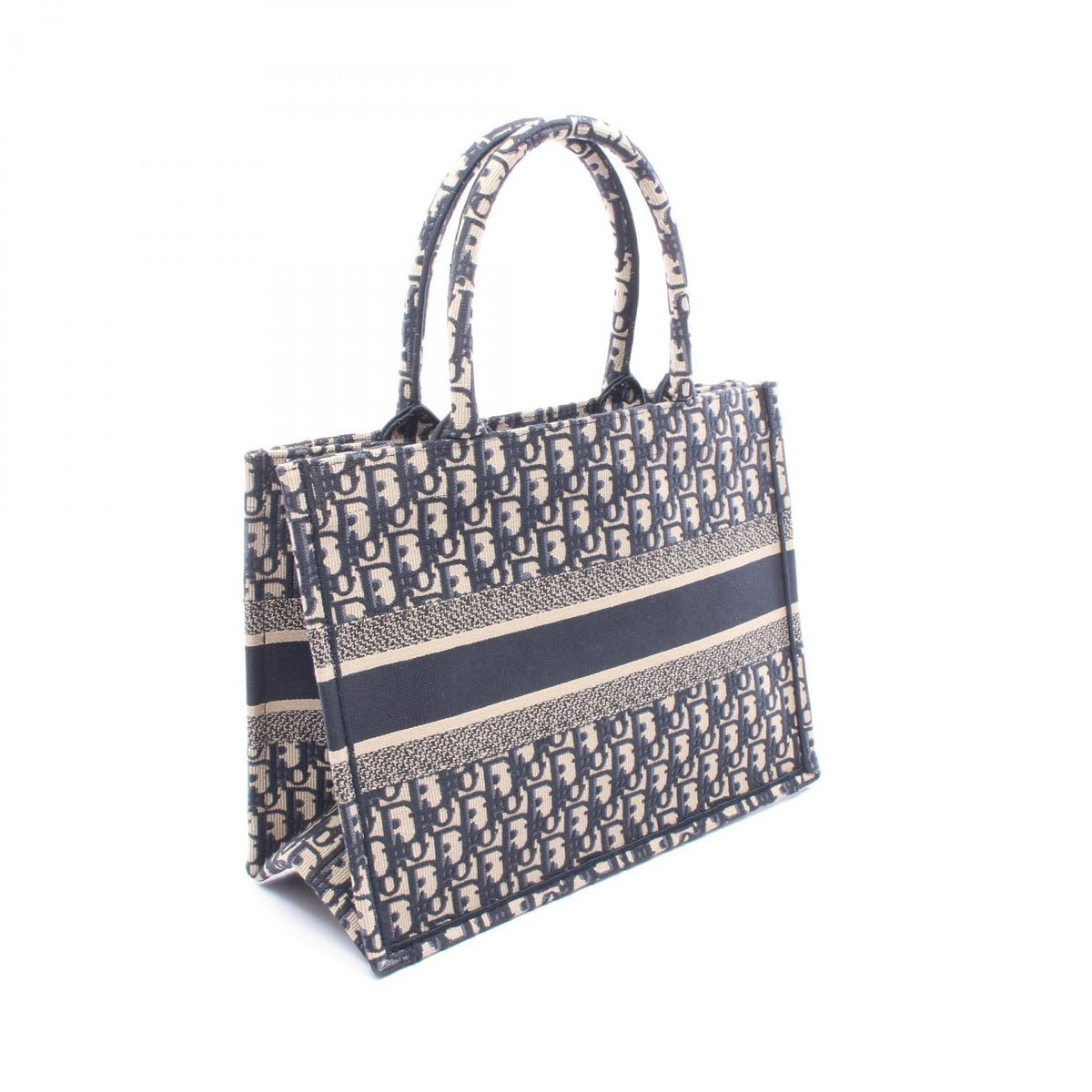 Preloved Christian Dior BOOK TOTE Medium Tote Bag Navy/Beige canvas 2106800650822