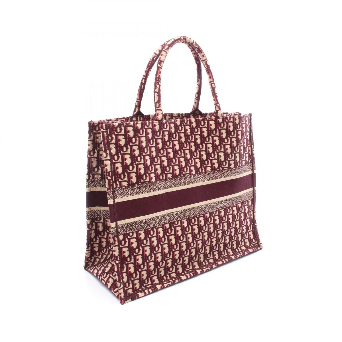 Preloved Christian Dior BOOK TOTE Large Tote Bag Bordeaux/Beige canvas 2106800650815