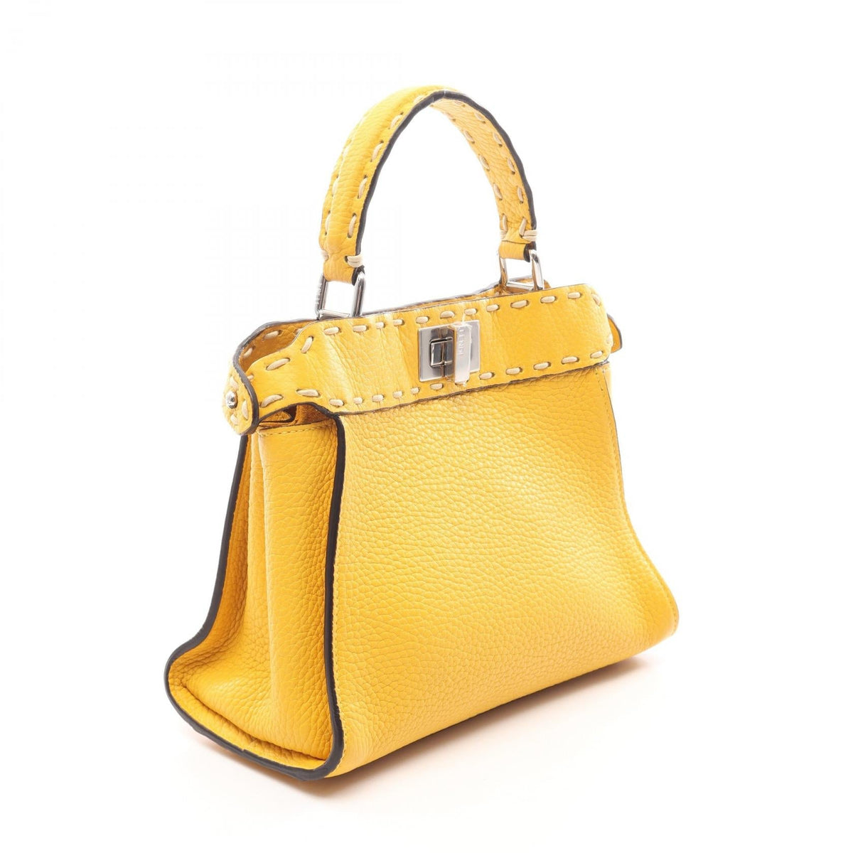 Preloved FENDI Mini Peekaboo Selleria 2WAY Handbag Yellow leather 8BN244 2101220264994