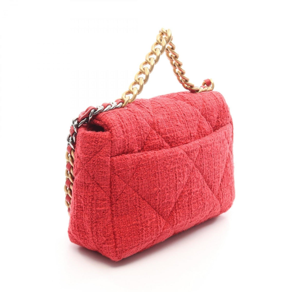 Preloved CHANEL Red 19 dix-neuf 19 Matelasse Combination Metal Fittings 2WAY Other×Fabric AS1160 2101220264116