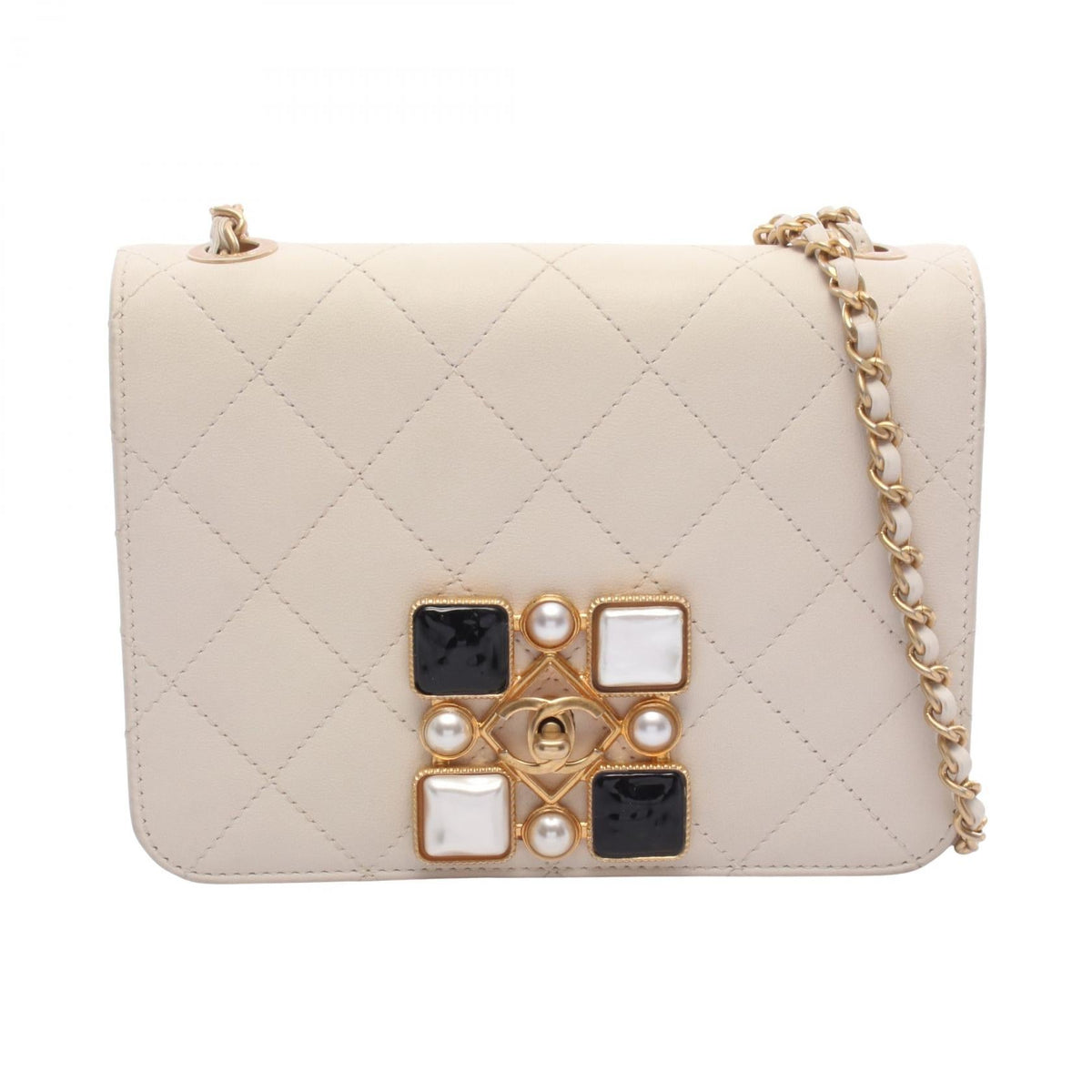 Preloved CHANEL White Gripoir Matelasse Full Flap leather 2101220204983