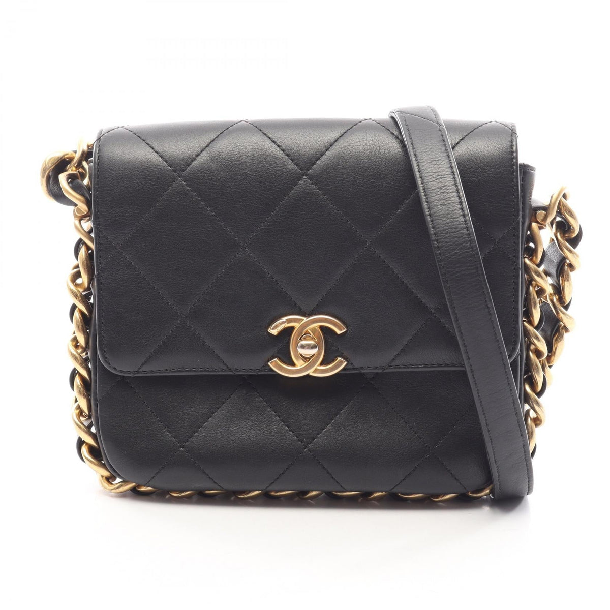 Preloved CHANEL Black Matelasse Small Flap Lambskin (sheep leather) AS2831 2101220188474