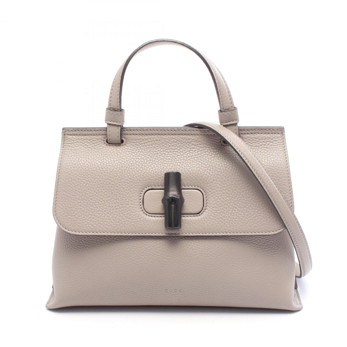 Preloved GUCCI Bamboo Daily 2-Way Bag Handbag Gray leather 370831 2101220287009