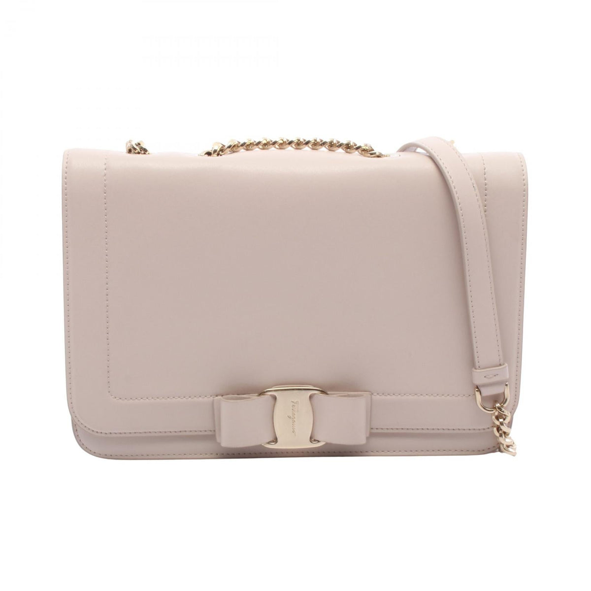 Preloved Salvatore Ferragamo Vara ribbon Shoulder Bag Beige leather 2101220287115