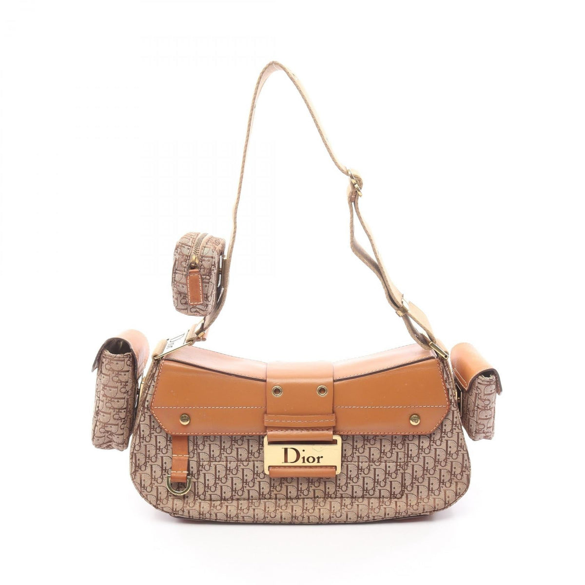Preloved Dior street chic trotter Shoulder Bag Beige/Brown canvas×leather 2101219536439