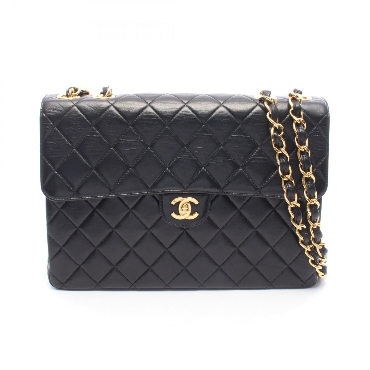 Preloved CHANEL Black Deca Matelasse 30 Single Flap Lambskin (sheep leather) 2101220285289