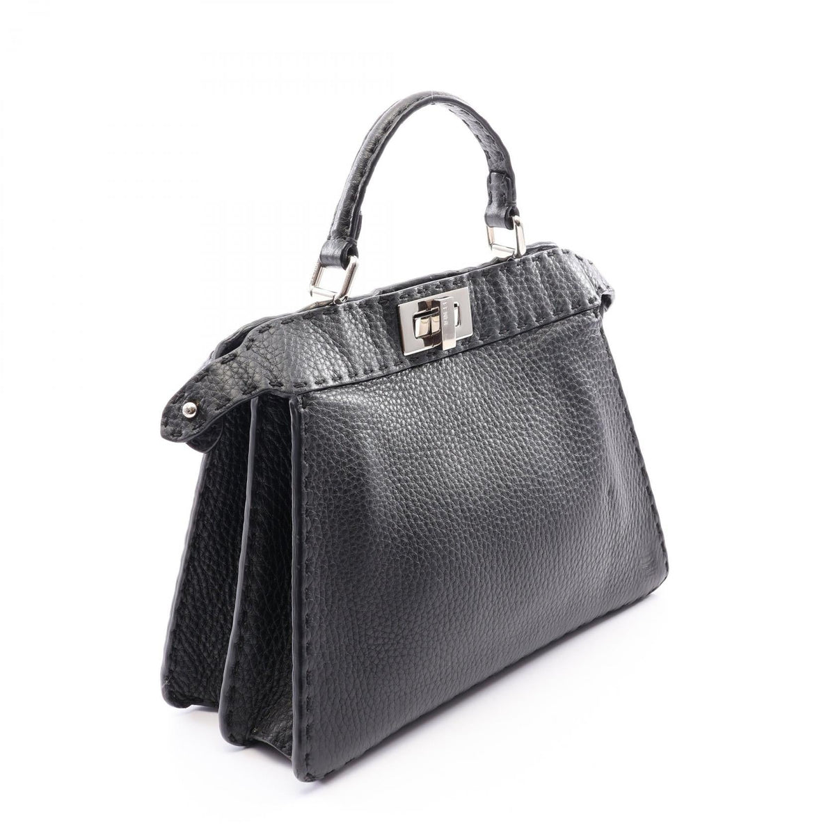Preloved FENDI Peekaboo I See You Small Selleria 2WAY Handbag Black leather 8BN327 2118700092176