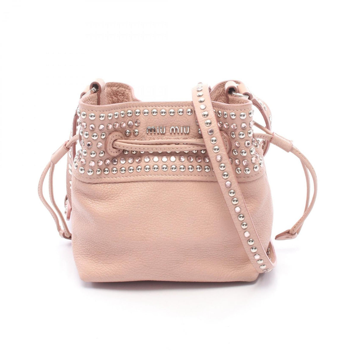 Preloved Miu Miu Madras Crystal Bucket Shoulder Bag Pink leather 2101219601441
