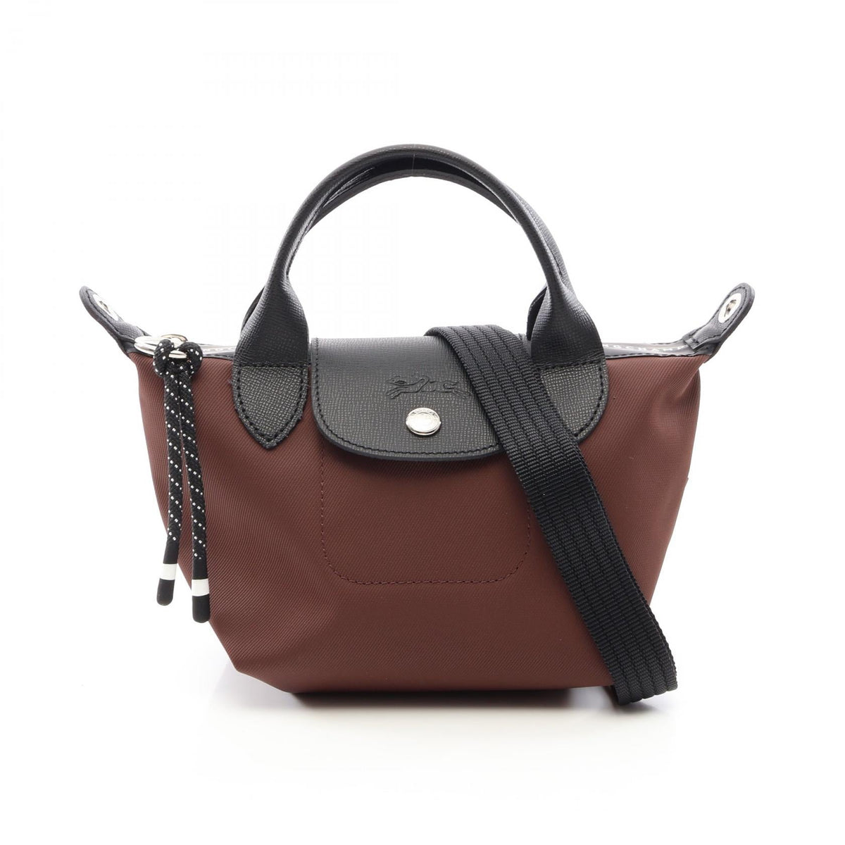 Preloved Longchamp Le Pliage Energy XS Top Handle Bag (2-Way) Handbag Brown/Black canvas×leather L1500HSR742 2101220295387