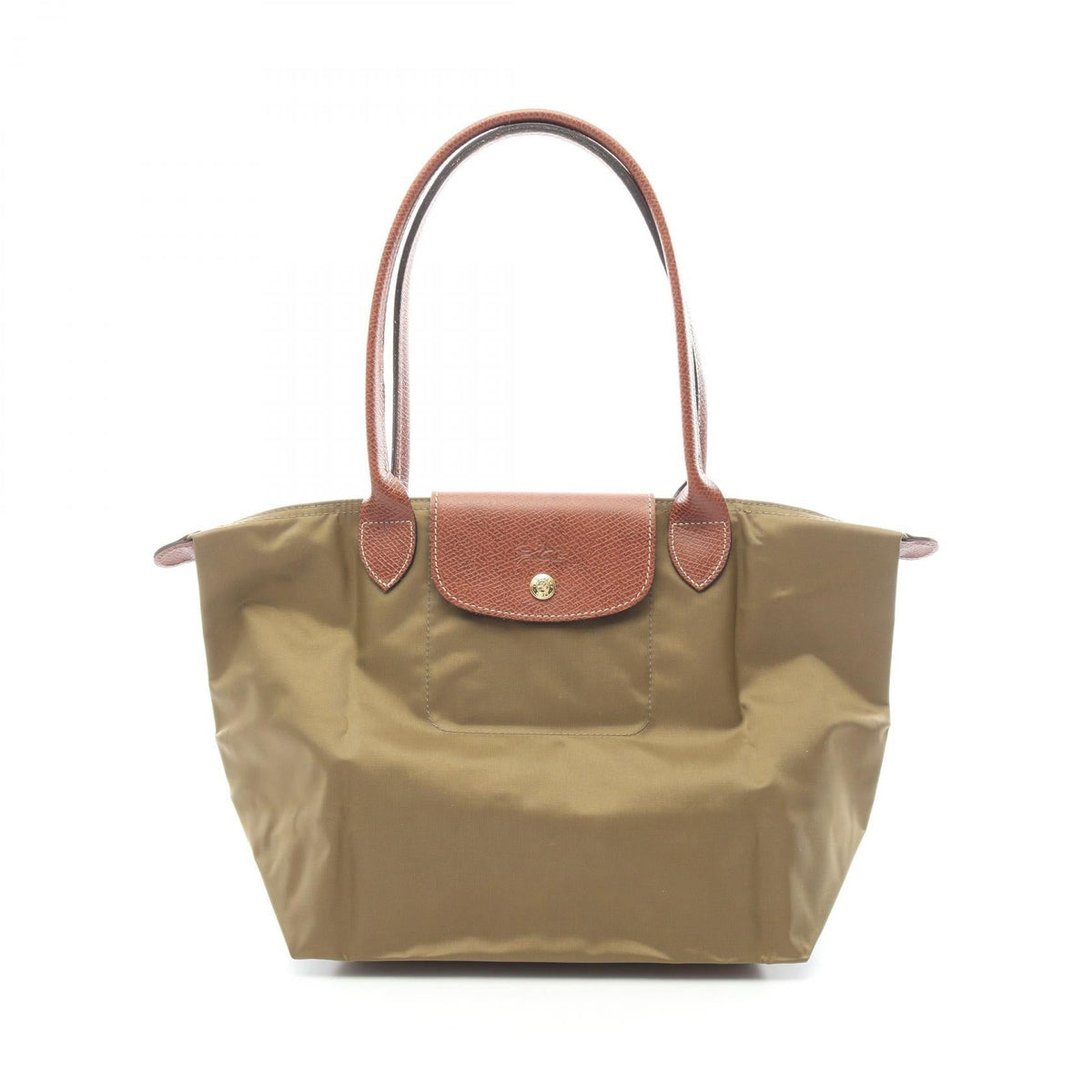 Preloved Longchamp LE PLIAGE ORIGINAL M LE PLIAGE ORIGINAL M Tote Bag Khaki/Brown canvas×leather L2605089510 2101220295028