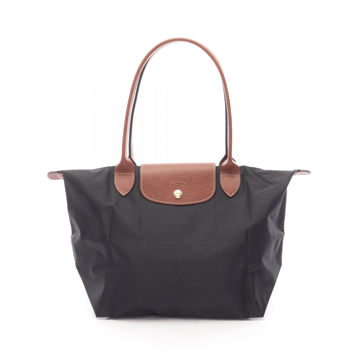 Preloved Longchamp LE PLIAGE ORIGINAL M LE PLIAGE ORIGINAL M Tote Bag Black/Brown canvas×leather L2605089001 2101220294922