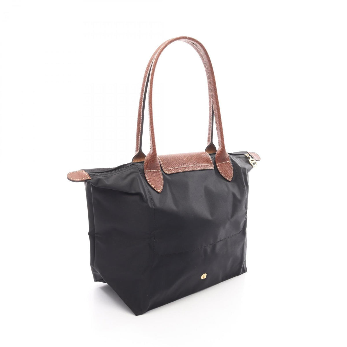 Preloved Longchamp LE PLIAGE ORIGINAL M LE PLIAGE ORIGINAL M Tote Bag Black/Brown canvas×leather L2605089001 2101220294922
