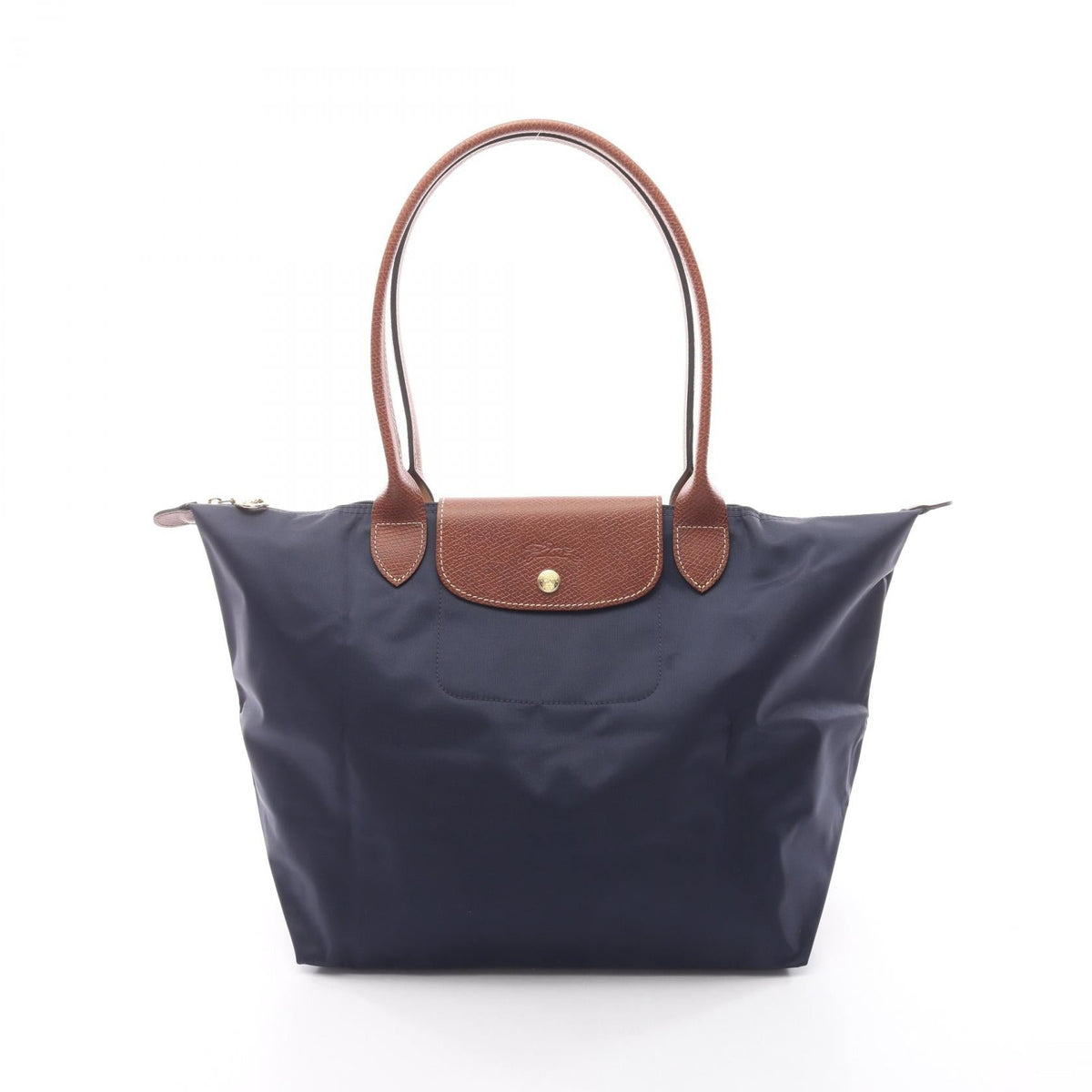 Preloved Longchamp Le Pliage Original L Tote Bag Navy/Brown canvas×leather L1899089P68 2101220294854
