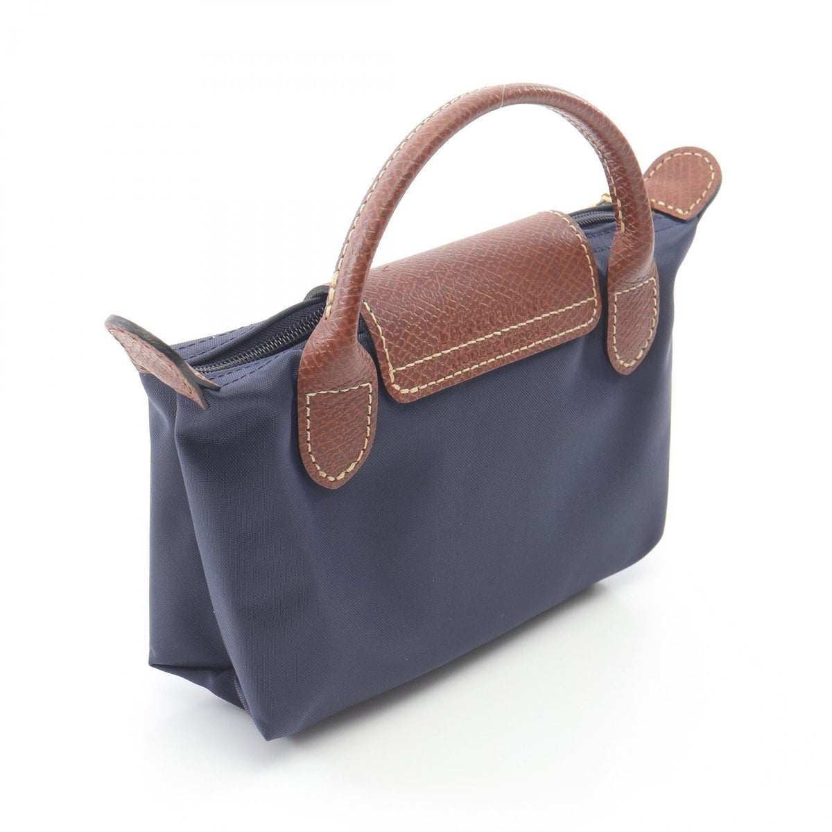 Preloved Longchamp Le Pliage Original Handbag Navy/Brown canvas×leather 34175089P68 2101220295172